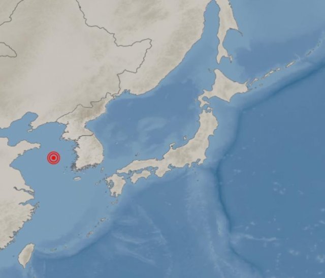 19일 새벽 3시 21분경 중국 칭다오 동쪽 332km 해역에서 규모 4.6의 지진이 발생했다. 사진=기상청