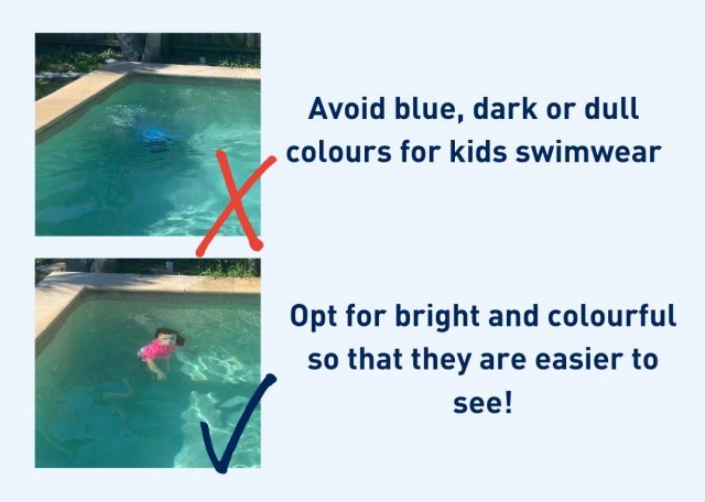 아이들에게 파란색과 검정색 등 어두운 계열 말고 밝은 색상의 수영복을 입히도록 권고하고 있다. ‘소아 심폐소생술(CPR Kids)’ 제공