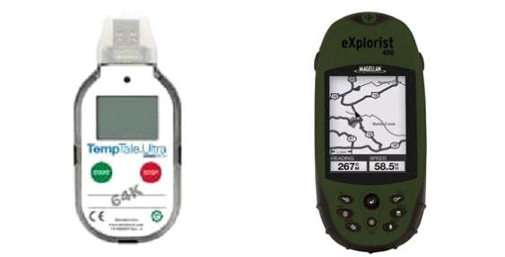 온도기록(로그) 및 위치기록(GPS) 장치.