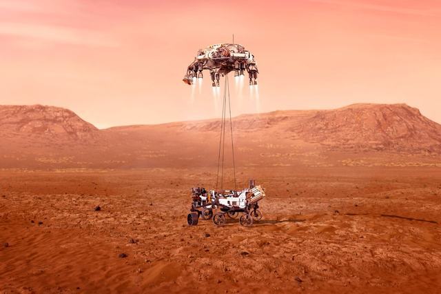 美 퍼시비어런스 ‘화성 터치다운’…생명흔적 찾을 흙 수집 나선다