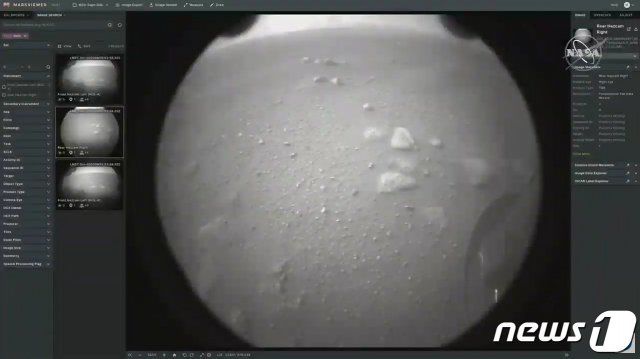 퍼시비어런스는 화성 대기권에 진입해 ‘공포의 7분’간의 하강 끝에 35억년 전 강이 있었던 것으로 추측되는 예제로(Jezero) 충돌구에 착륙했다. (미국 항공우주국 NASA 유튜브 캡처) 2021.2.19
