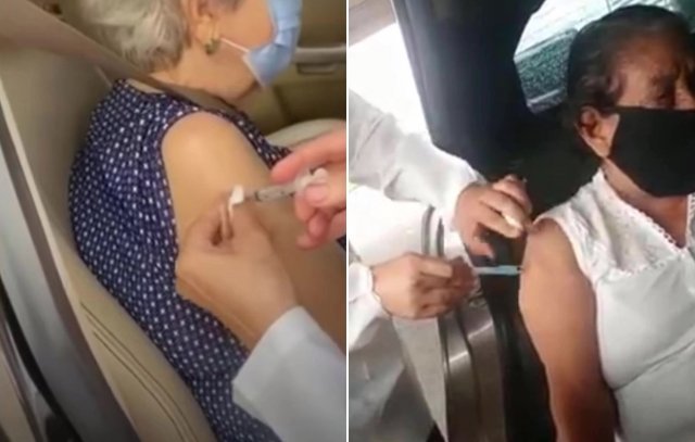브라질 의료진이 노인 환자들에게 ‘공기 주사’로 추정되는 주사를 놓고 있다. ‘포커스온 뉴스’ 유튜브 캡처