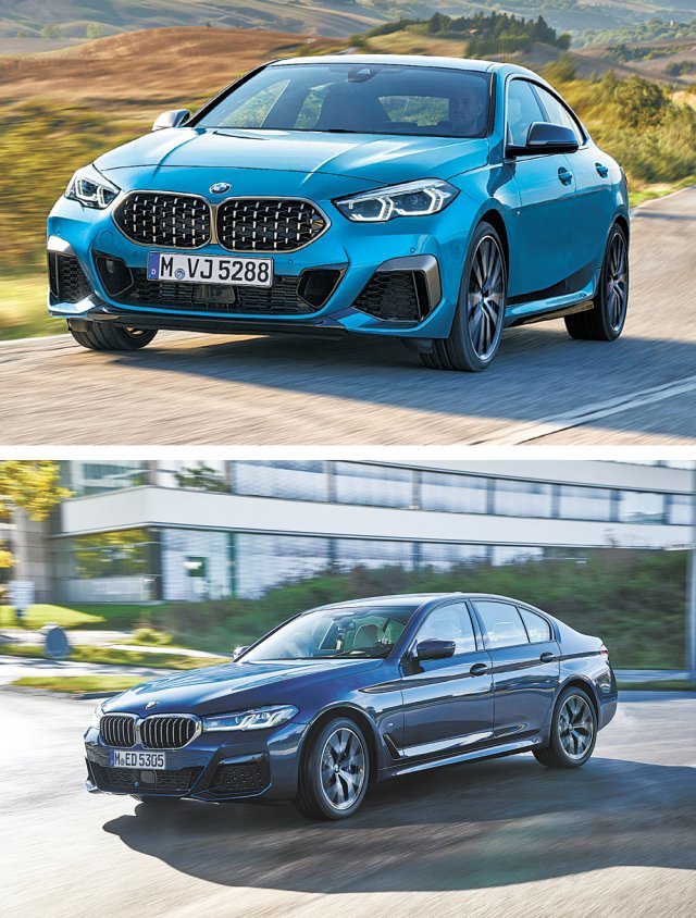 BMW의 고성능 차종 BMW M의 M235i와 M550i(위쪽부터). BMW코리아는 올해 BMW M 제품군을 개편하고 출시 모델을 늘릴 계획이다. BMW코리아 제공