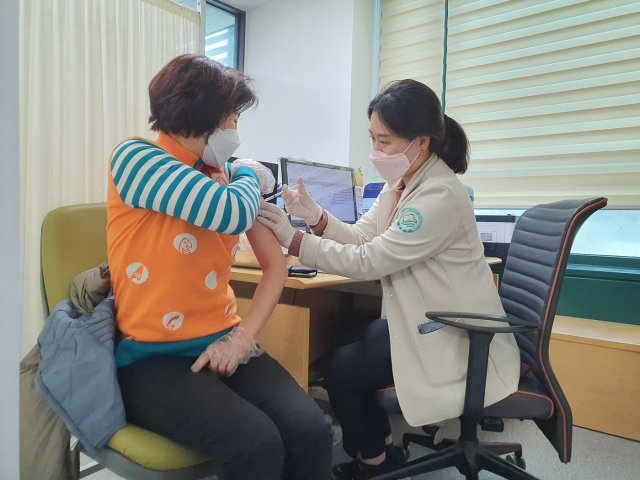 코로나19 백신 접종 모의훈련(중랑구 제공).© 뉴스1