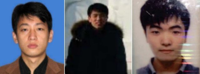 지난 주 미 법무부가 수배한 북한 정찰총국 소속 해커들. 왼쪽부터 박진혁, 전창혁, 김일이다.