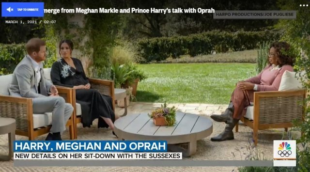 오프라 윈프리와 인터뷰하는 해리 왕자와 부인 메건 마클-NBC뉴스 웹사이트 영상 갈무리