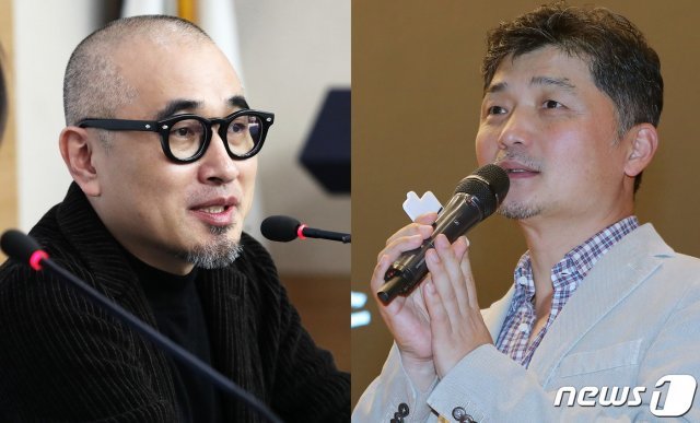 (왼쪽부터) 김봉진 우아한형제들 의장, 김범수 카카오 의장 © 뉴스1