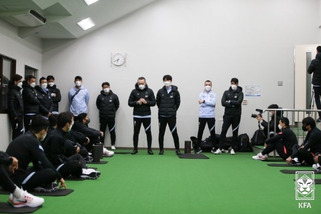 한국 대표팀이 요코하마에서 한일전 대비 훈련을 하고 있다.(대한축구협회 제공)© 뉴스1