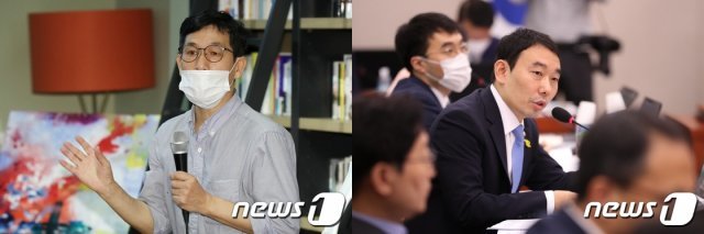 진중권 전 동양대 교수와 김용민 더불어민주당 남양주병 국회의원 © 뉴스1