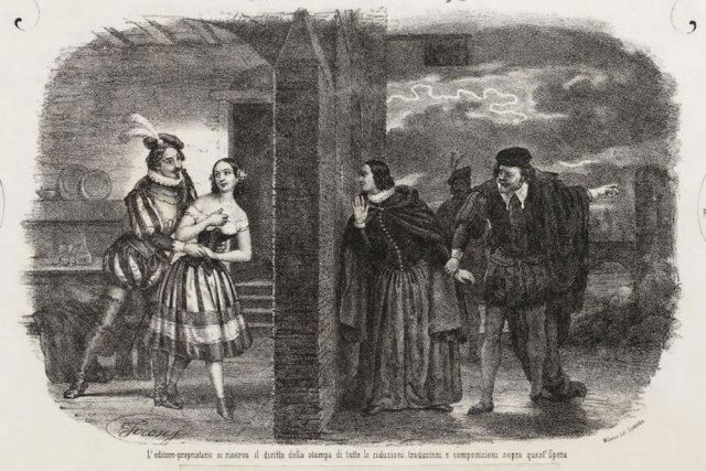 베르디의 ‘리골레토’ 성악보 표지 삽화. 1852년.