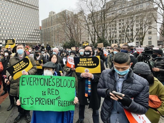 지난 28일 뉴욕에서 열린 아시안계 미국인 증오범죄 규탄 시위(트위터 캡처). © 뉴스1