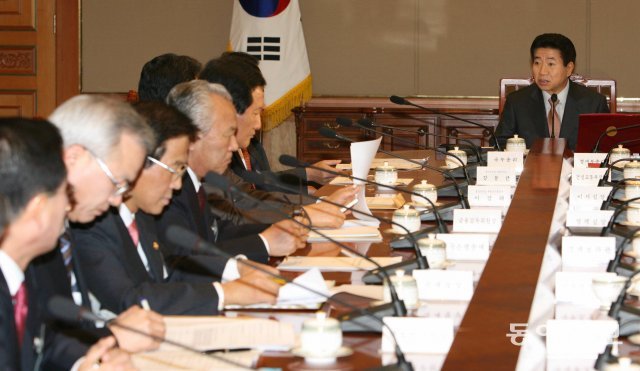 2006년 2월 청와대에서 노무현 대통령 주재로 열린 부동산정책회의 모습. 동아일보DB