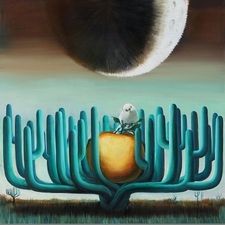 이예지 작가의 이번 전시 대표작품 ‘Pear ,bird and cuctus , oil on canvas, 2021’