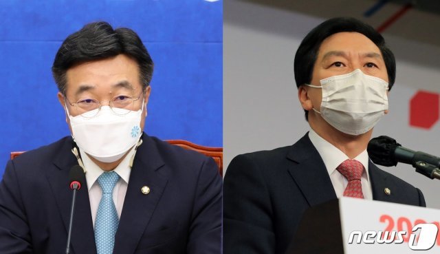 윤호중 더불어민주당 원내대표와 김기현 국민의힘 원내대표 © 뉴스1