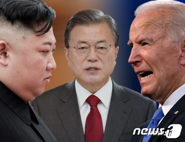 김정은 북한 노동당 총비서, 문재인 대통령, 조 바이든 미국 대통령.© News1