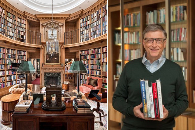 빌 게이츠 마이크로소프트 창업자의 미국 워싱턴주 저택에서 재산 가치가 가장 높은 도서관. 각종 서적뿐 아니라 예술품도 다수 소장돼 있다. 빌 게이츠는 이곳에서 책을 읽으며 추천도서 목록을 발표해 왔다. 사진 출처 포브스