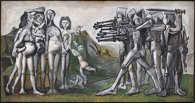 파블로 피카소, 한국에서의 학살. 1951, 합판에 유화 ⓒ 2021 - Succession Pablo Picasso - SACK (Korea)
