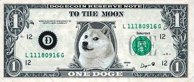 도지코인의 마스코트 시바견과 미화 1달러 지폐를 합성한 이미지. 사진 출처 머스크 트위터