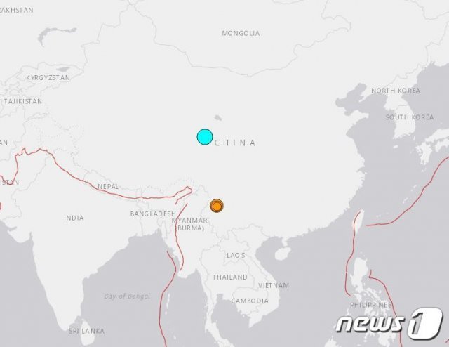 중국 칭하이성에서 규모 7.3 지진이 발생했다. © 뉴스1