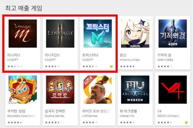 트릭스터M 구글 플레이 스토어 순위 / 구글 순위 캡처