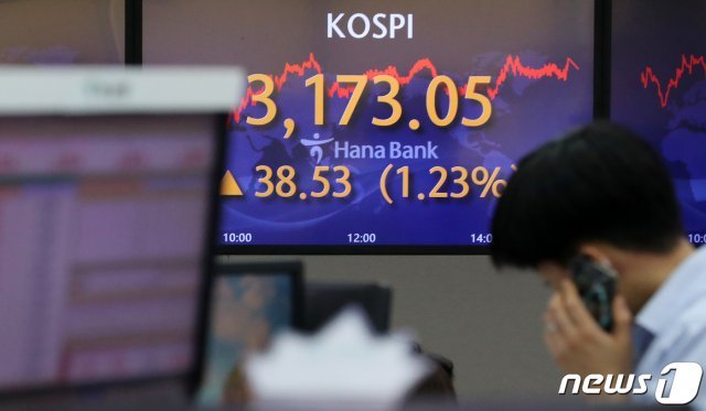 18일 오후 서울 중구 하나은행 명동점 딜링룸 2021.5.18/뉴스1 © News1