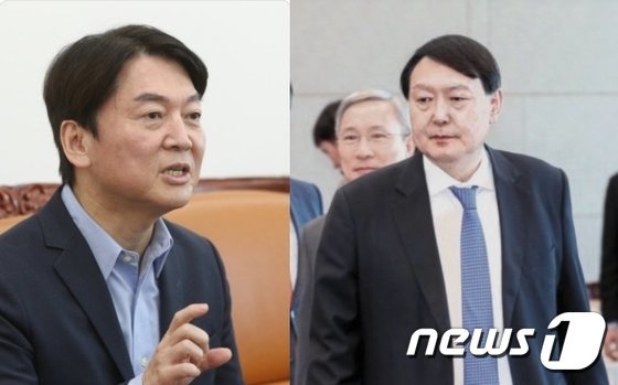 야권 대선주자로 거론되는 안철수(왼쪽) 국민의당 대표와 윤석열 전 검찰총장. 뉴스1