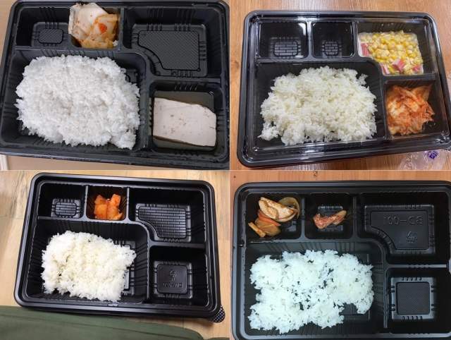 코로나19 예방 격리장병들이 SNS에 올린 부실한 식단(SNS캡처).