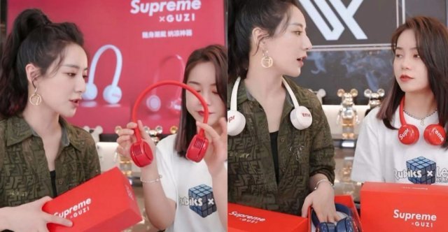 웨이야가 온라인 쇼핑 생방송에서 짝퉁 브랜드 제품을 판매하는 모습. 웨이보 갈무리