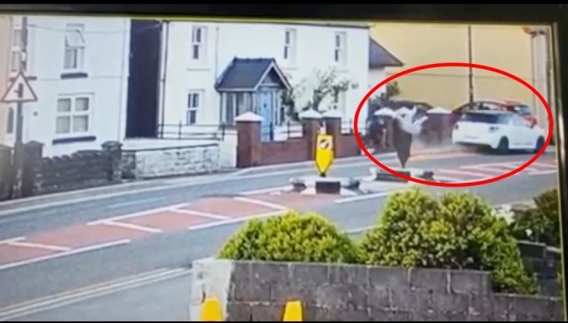 지난달 30일 영국 웨일스의 한 마을에서 산책 중이던 필리 테일러(27)가 차에 치어 중상을 입었다. (더선 갈무리)© 뉴스1