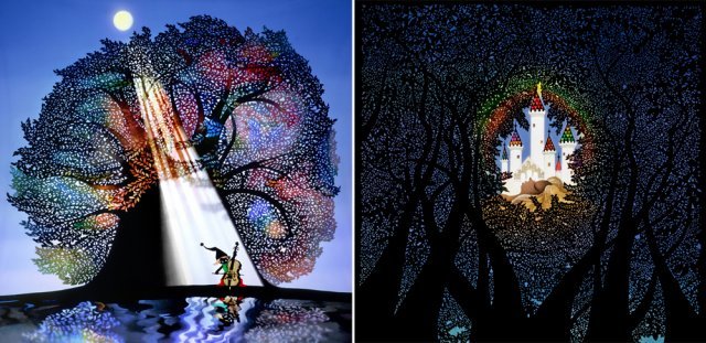 후지시로 세이지의 대표작 ‘월광의 소나타’(왼쪽 사진)와 그가 한국전을 위해 제작한 ‘잠자는 숲’.케이아트커뮤니케이션 제공