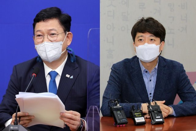 송영길 민주당 대표(왼쪽)·이준석 국민의힘 대표. 사진공동취재단