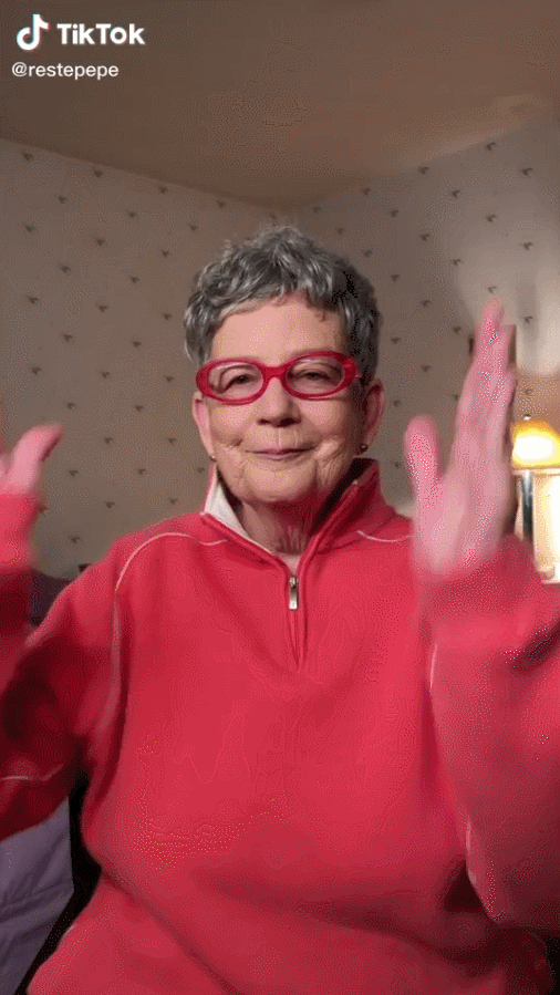 정세균 국무총리의 독도 홍보 영상과 유사한 한 서양 할머니의 틱톡 영상 캡처.