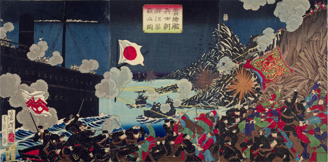 일본 의회도서관에 보관돼 있는 일본 시각에서 기록한 운요호 사건의 모습. 사진 출처 위키미디어