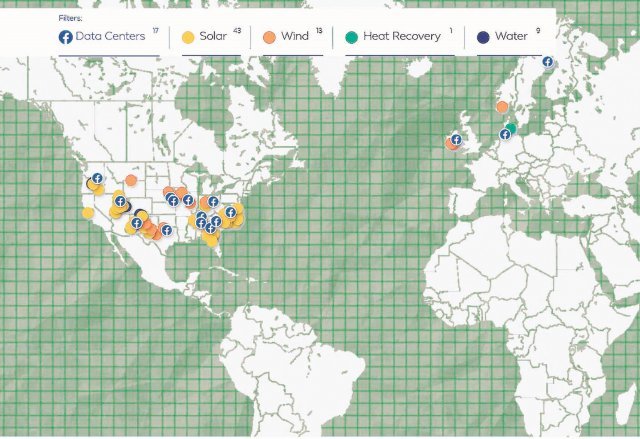 페이스북은 전 세계 데이터센터와 각 센터가 전력을 얻고 있는 재생에너지 발전소 지도(위 사진)를 공개하고 있다. 애플의 아이폰 분해 로봇 ‘데이지’가 아이폰7을 분해하고 있다. 페이스북 홈페이지·애플 제공