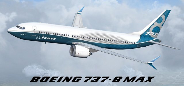 보잉사의 737 MAX 8 기종. 보잉