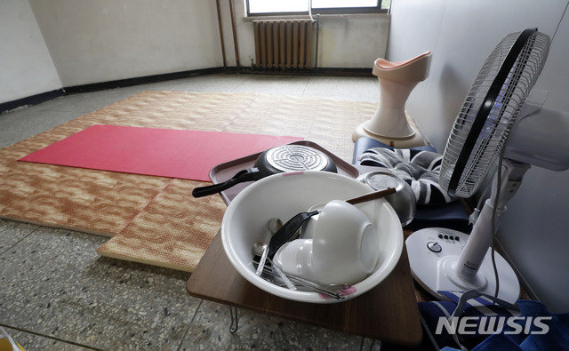 서울대 청소 노동자들의 휴게실 모습. 뉴시스