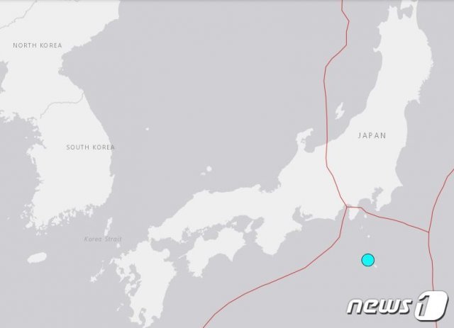 일본 시즈오카현 시모다 인근 해역서 규모 5.5 지진이 발생했다.(미국 지질조사국 홈페이지 갈무리)© 뉴스1
