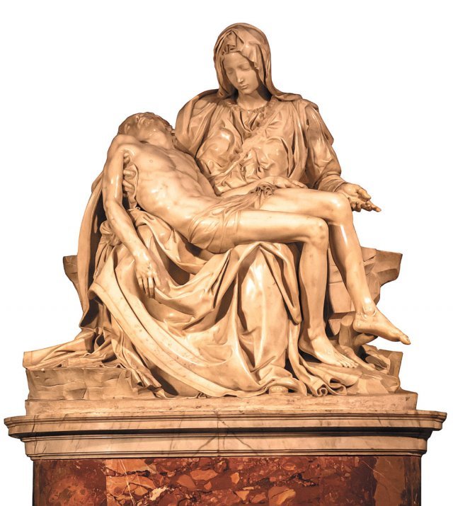 미켈란젤로의 조각 ‘피에타’에서 예수의 오른쪽 팔을 살펴보면 잔근육과 실핏줄까지 생생히 표현돼 있음을 알 수 있다. 어바웃어북 제공