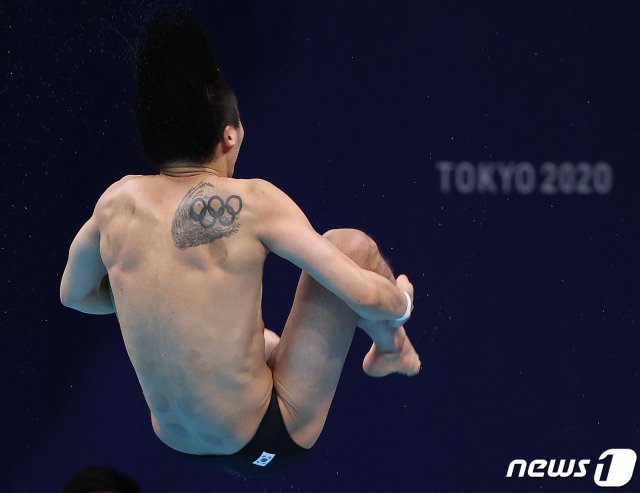 대한민국 수영 다이빙 국가대표 우하람이 22일 일본 도쿄 아쿠아틱스센터에서 훈련을 하고 있다. 2021.7.22/뉴스1 © News1
