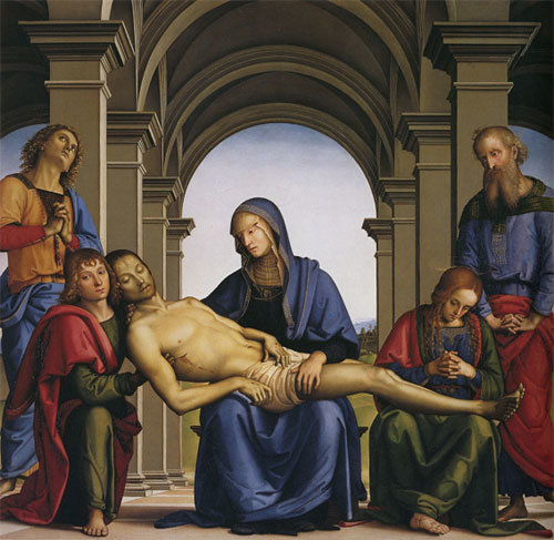 홍대용이 ‘을병연행록’에서 남긴 기록을 보면 그가 천주당에서 그리스도 십자가 처형 이후 슬픔을 묘사한 종교화를 본 것으로 추정된다. 이탈리아 화가 피에트로 페루지노의 ‘피에타’(1490년). 출처 위키미디어