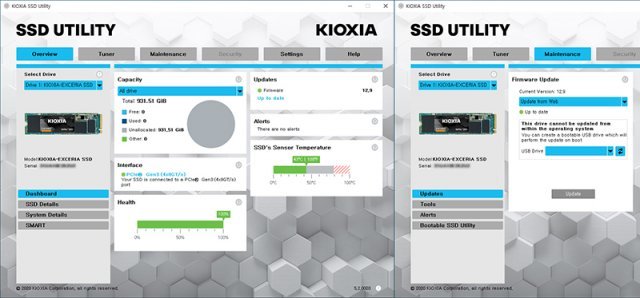 키오시아 SSD와 함께 제공되는 SSD UTILIRY. 출처=IT동아