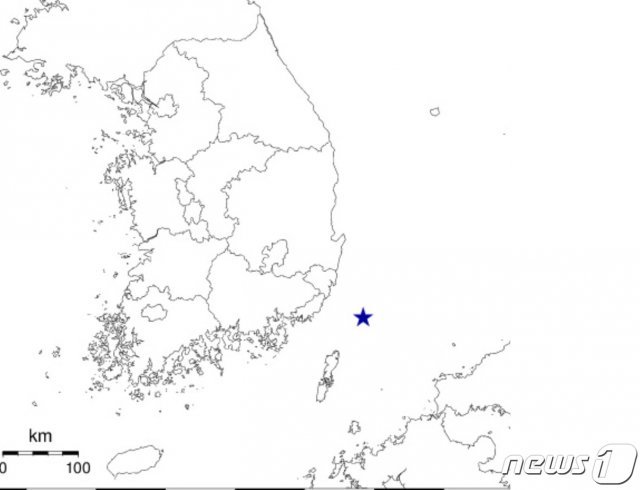 부산 기장군 동남동쪽 58km 해역 지진.(기상청 제공) © 뉴스1