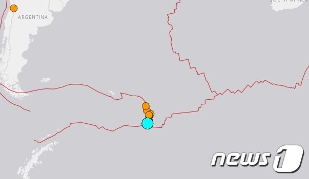 사우스샌드위치제도에서 규모 6.9의 지진이 발생했다. (USGS 홈페이지 갈무리)