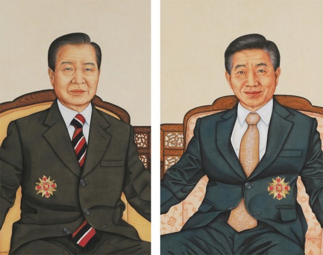 김대중 전 대통령(왼쪽)과 노무현 전 대통령 초상화. 청남대 제공