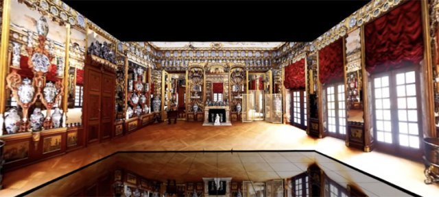 서울 용산구 국립중앙박물관 세계도자실에 있는 도자기 방. 명나라 도자기가 수집돼 있는 독일 베를린 샤를로텐부르크 궁전의 도자기 방을 디지털로 구현했다. 국립중앙박물관 유튜브 캡처