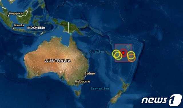 피지섬 수바 남서쪽 해역에서 지진이 발생했다.(붉은 점 지역) 출처=유럽지중해지진센터