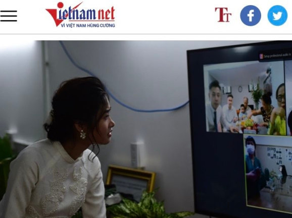 화상으로 결혼식에 참석한 베트남 신부. 베트남넷