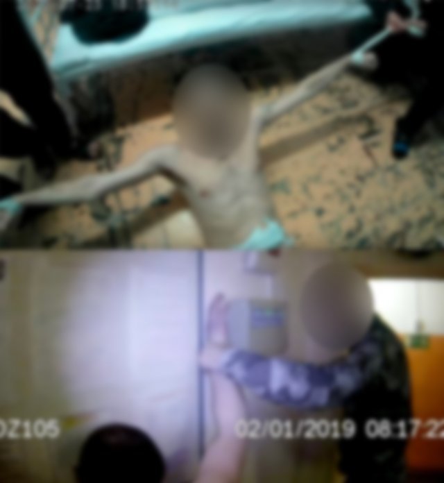 러시아 남서부 사라토프의 한 교도소에서 고문 당하는 수감자들.  ‘글래그넷’(Gulagu.net) 유튜브 캡처