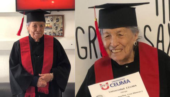 올해 93세인 마리아 호세피나 크루스가 세우마(CEUMA) 대학교에서 우수한 성적으로 졸업했다. 트위터 캡처