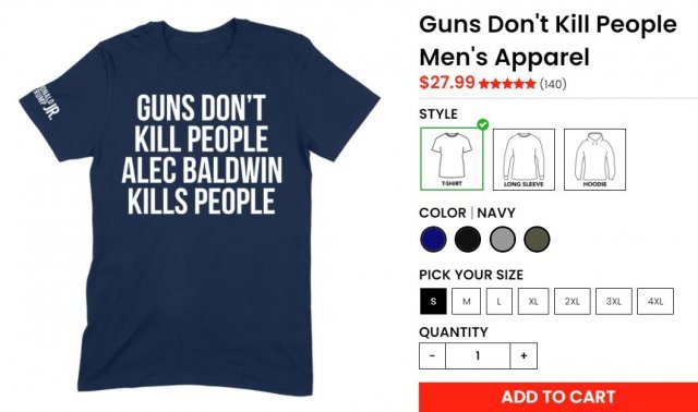 트럼프 주니어가 판매하는 볼드윈 조롱 티셔츠. 의류 브랜드 홈페이지 캡처